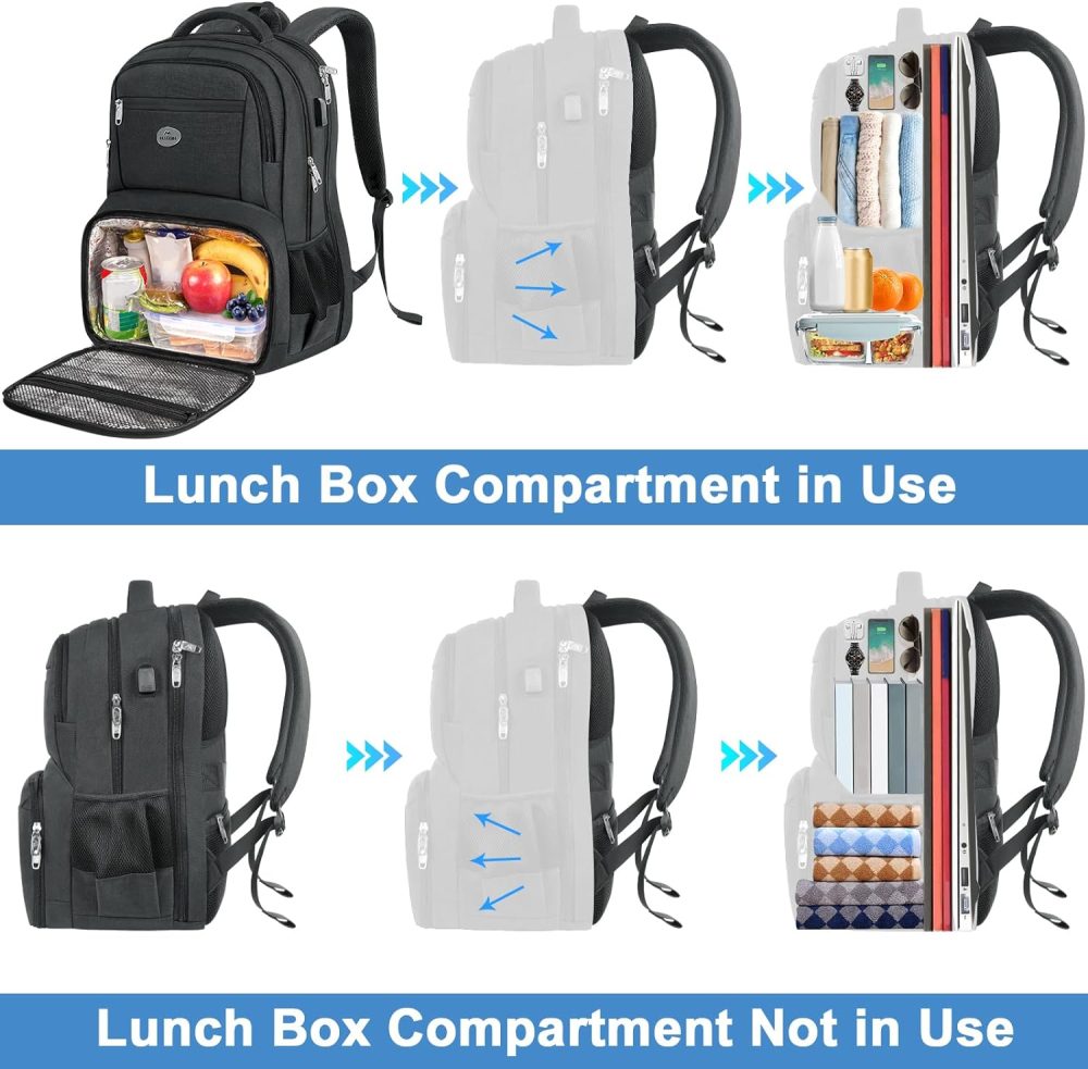 MATEIN 17 Inch Laptop Backpack, TSA Large Travel Backpack with Lunch Box, Anti-Theft Work Business Carry On with USB Port, Water Resistant Sturdy College Computer Backpack for Men Women - Image 3
