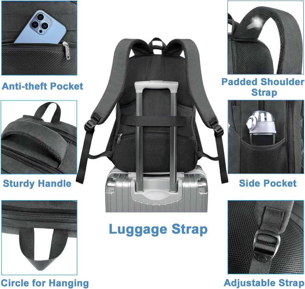 MATEIN 17 Inch Laptop Backpack, TSA Large Travel Backpack with Lunch Box, Anti-Theft Work Business Carry On with USB Port, Water Resistant Sturdy College Computer Backpack for Men Women - Image 6