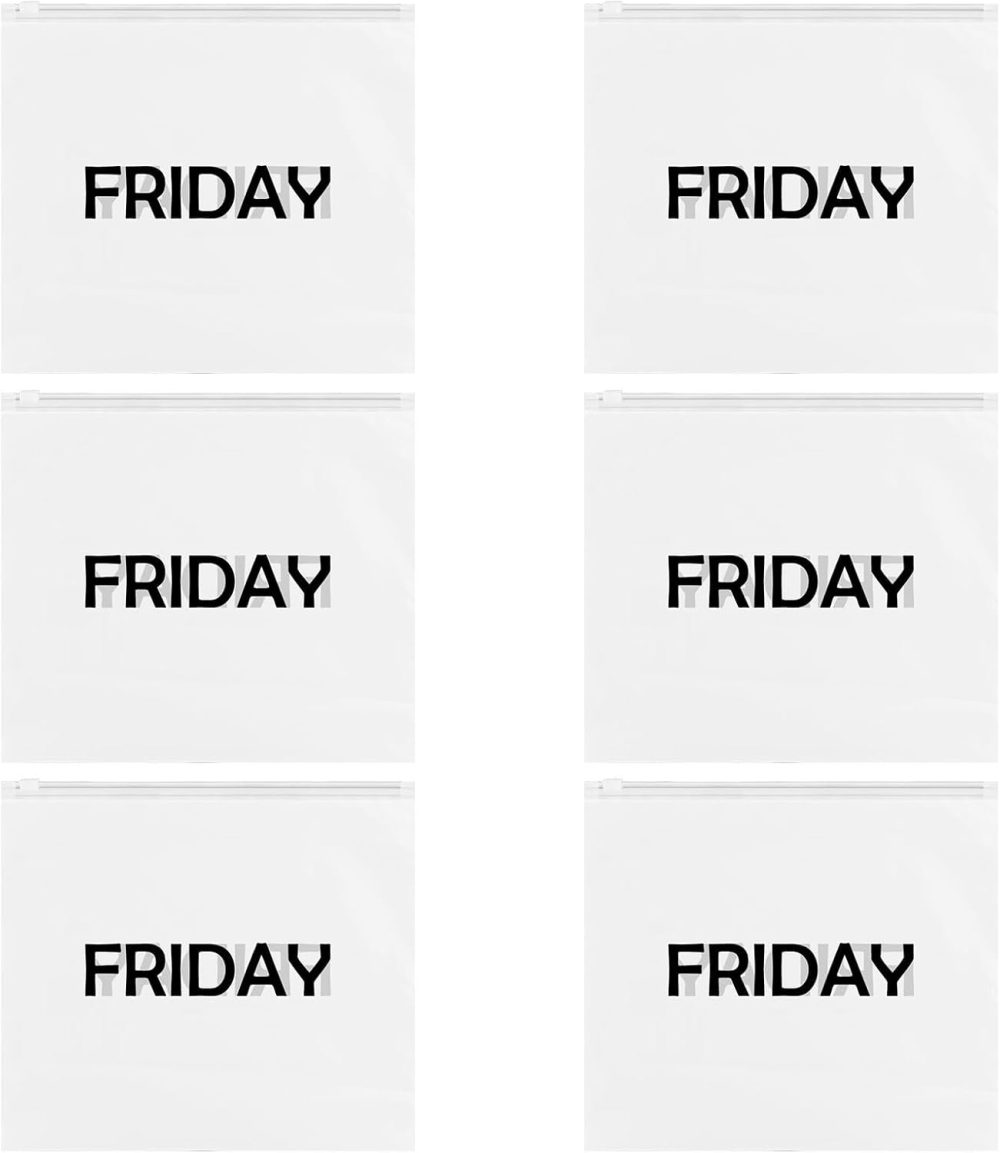 Packing Cubes Days of the Week,6Pcs Friday Frosted Travel Organizer Pouches Packing Cubes Packing Organizers Days of Week Travel Pouches for Suitcase Vacations Home Storage and Organizing Bag
