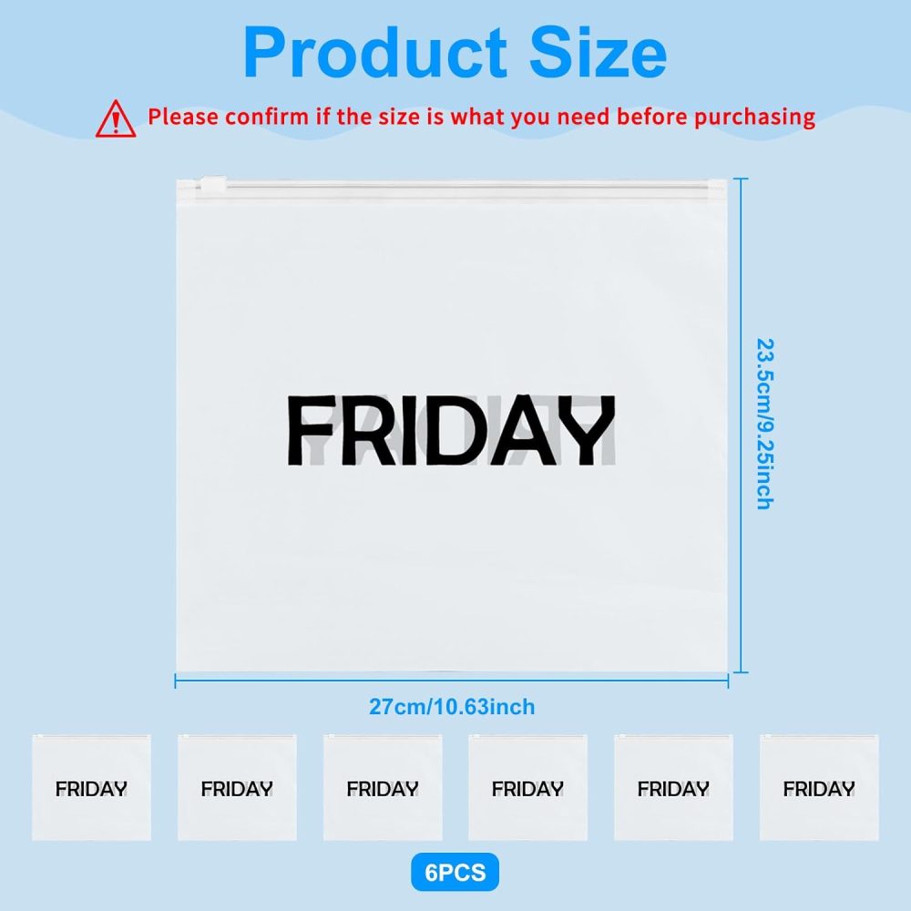 Packing Cubes Days of the Week,6Pcs Friday Frosted Travel Organizer Pouches Packing Cubes Packing Organizers Days of Week Travel Pouches for Suitcase Vacations Home Storage and Organizing Bag - Image 2