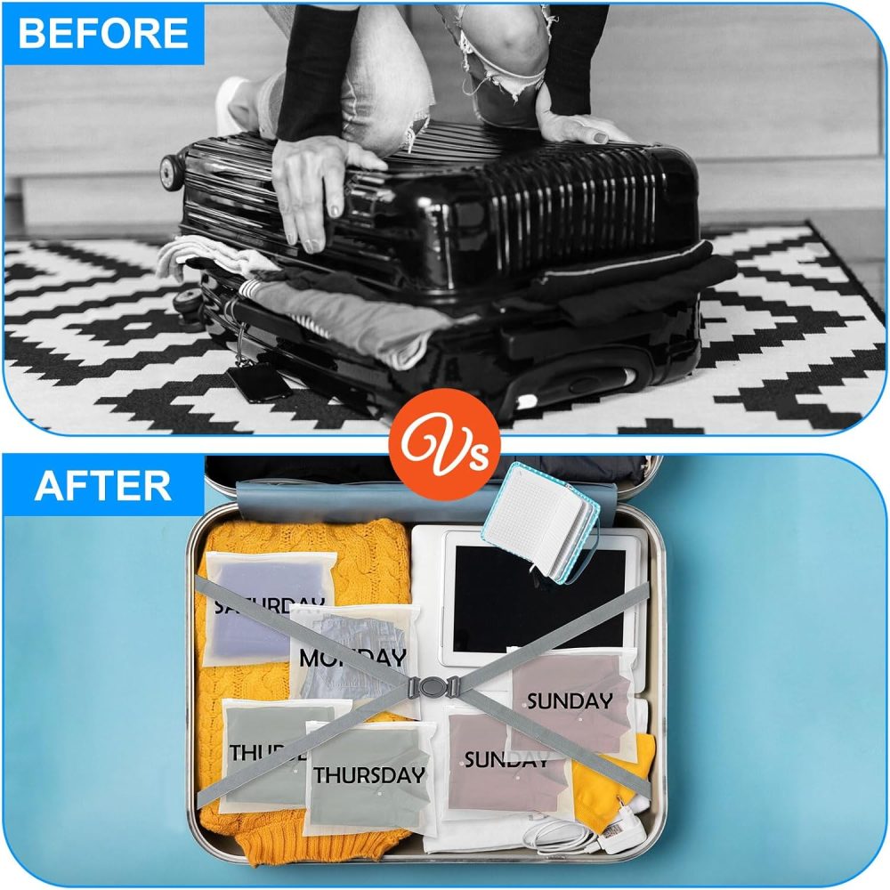 Packing Cubes Days of the Week,6Pcs Friday Frosted Travel Organizer Pouches Packing Cubes Packing Organizers Days of Week Travel Pouches for Suitcase Vacations Home Storage and Organizing Bag - Image 5