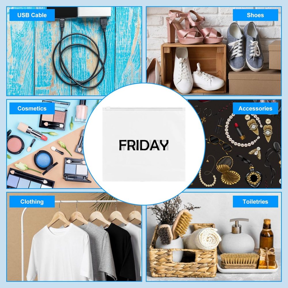 Packing Cubes Days of the Week,6Pcs Friday Frosted Travel Organizer Pouches Packing Cubes Packing Organizers Days of Week Travel Pouches for Suitcase Vacations Home Storage and Organizing Bag - Image 6
