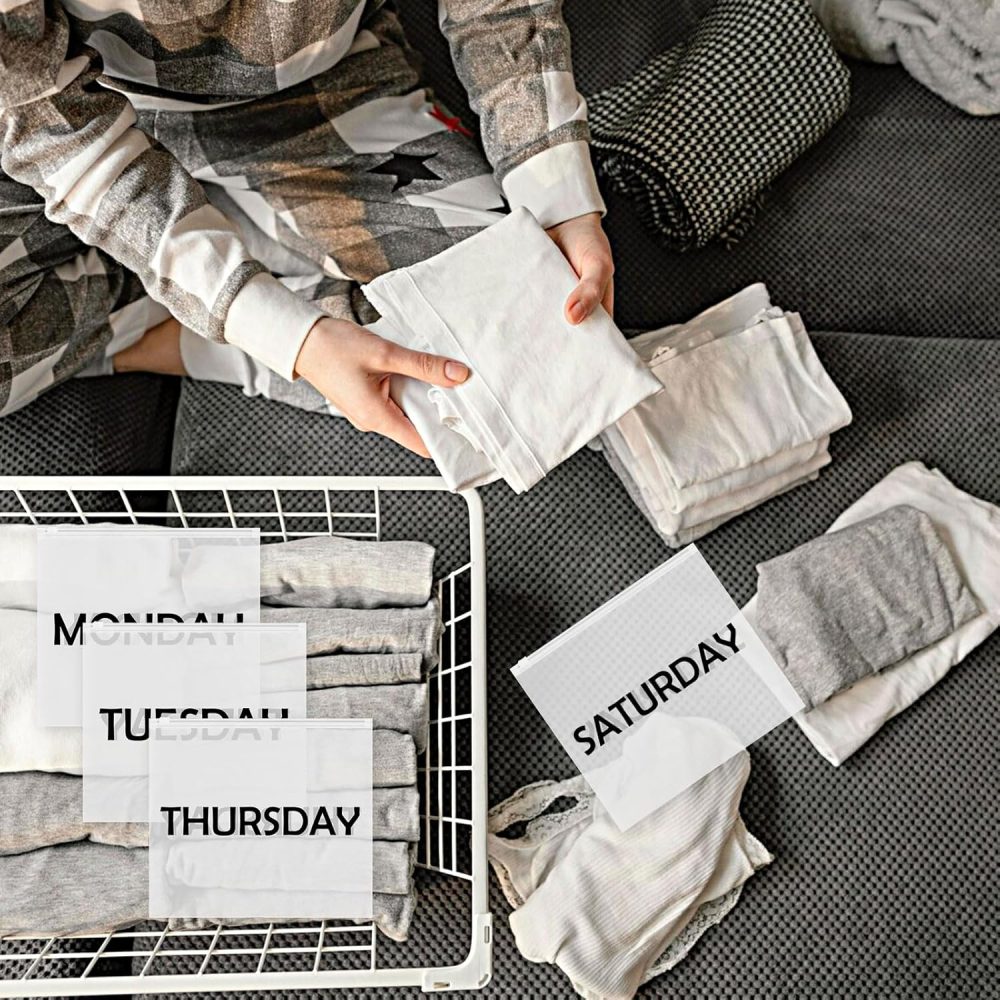 Packing Cubes Days of the Week,6Pcs Friday Frosted Travel Organizer Pouches Packing Cubes Packing Organizers Days of Week Travel Pouches for Suitcase Vacations Home Storage and Organizing Bag - Image 7